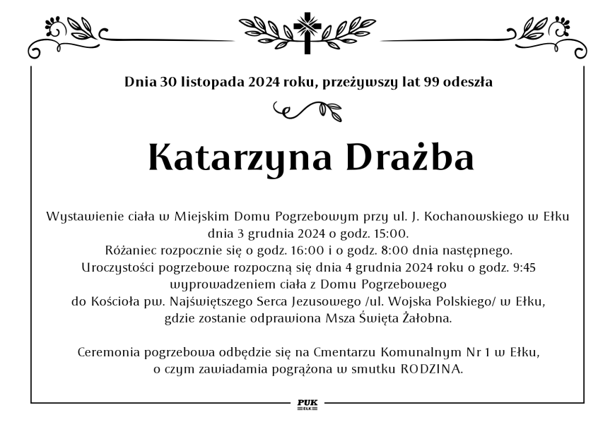 Katarzyna Drażba - nekrolog